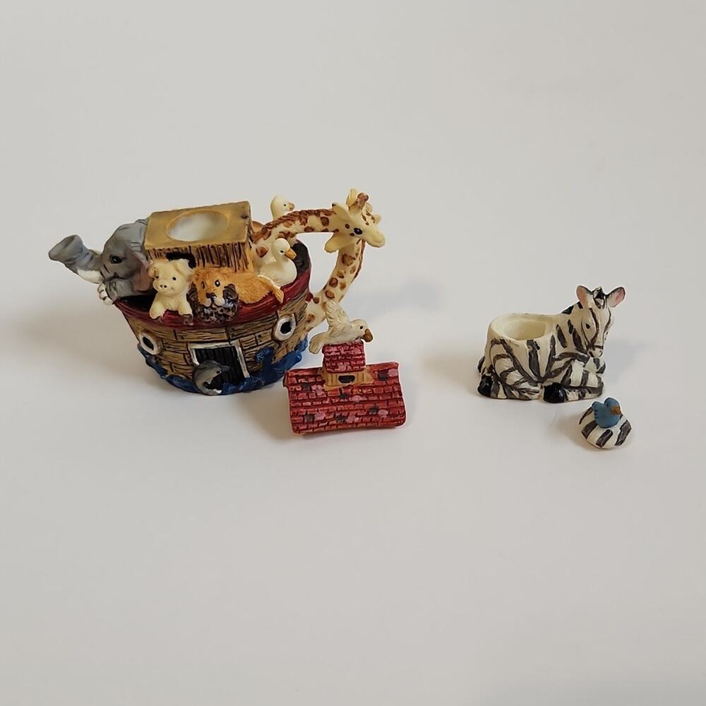 Noah's‎ Ark 10 Piece Miniature Poly Resin Tea Set Collectible Animals Toy - Picture 4 of 9